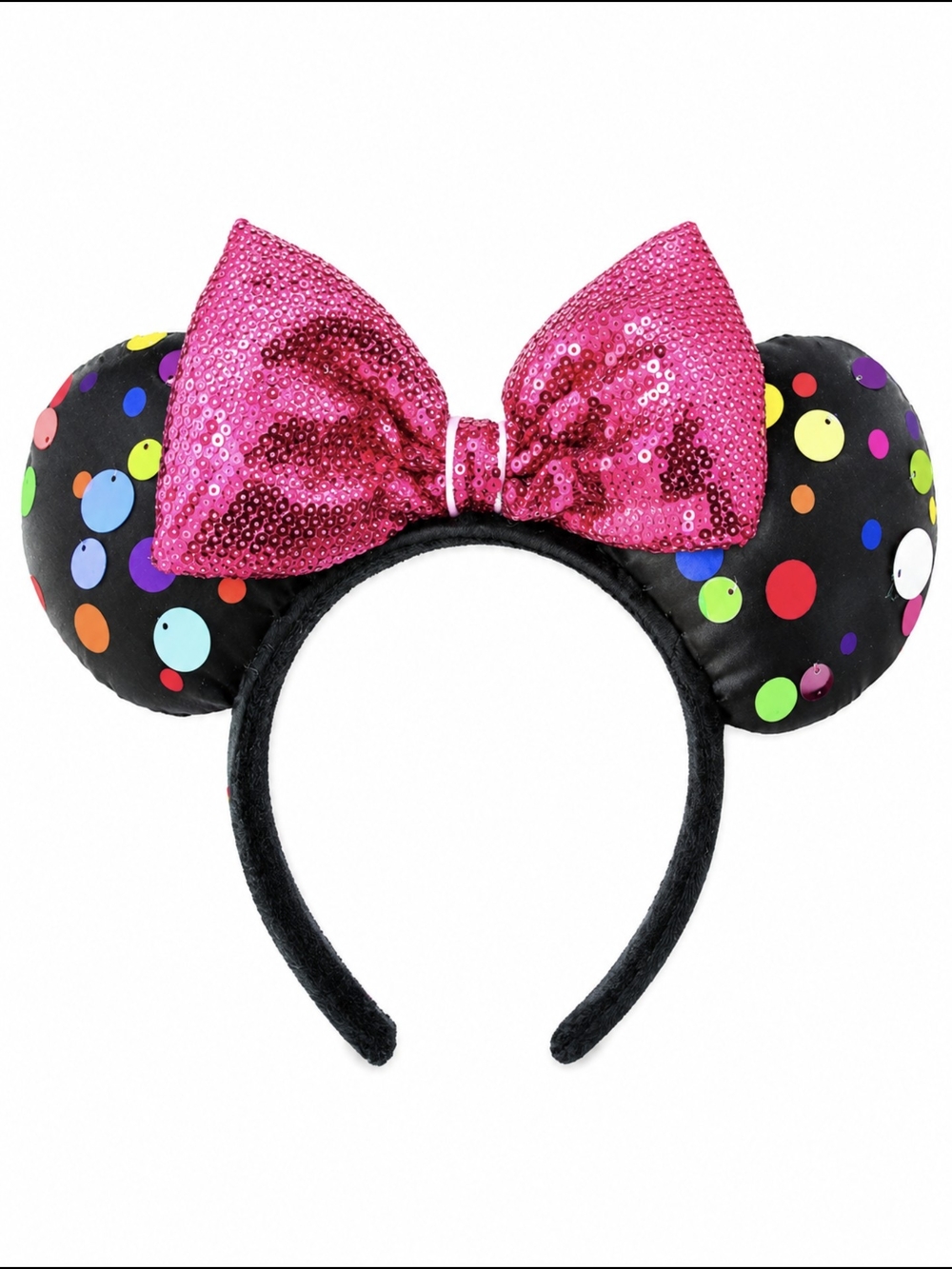 Disney Parks Sequin Pink Bow Polka Dot Minnie Ears Headband